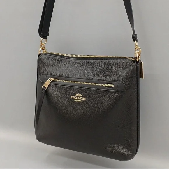 Coach Black Crossbody Bag with Gold Accents - Picture 1 of 8
